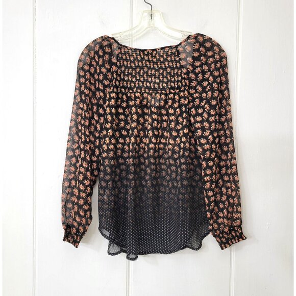 Princess Vera Wang Sheer Black Floral Peasant Blouse - Picture 3 of 4